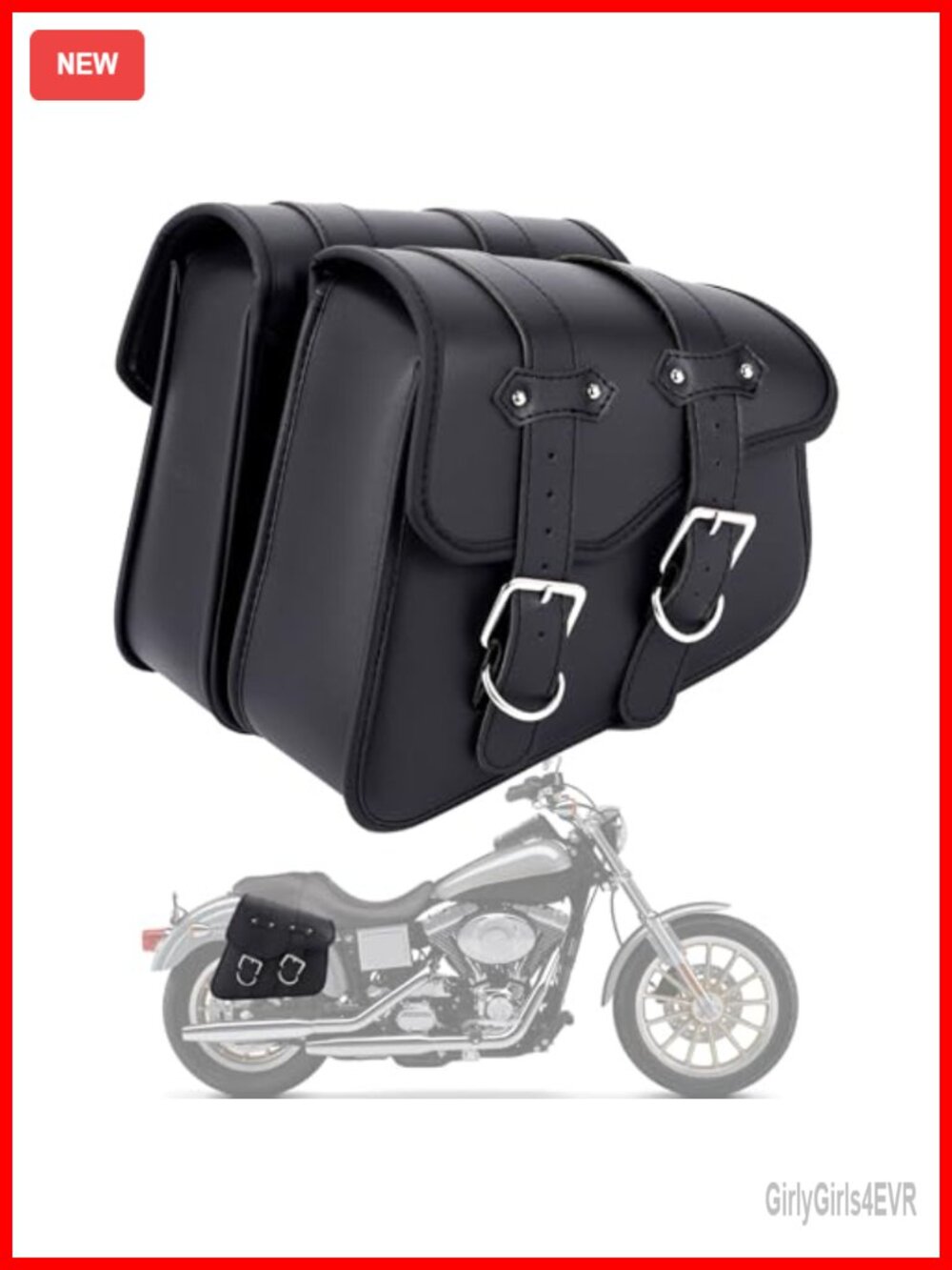 Waterproof PU Leather Motorcycle Saddlebags Universal Fit 6 Straps